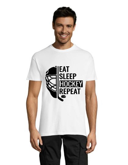 Eat, Sleep, Hockey, Repeat men's t-shirt white 3XS