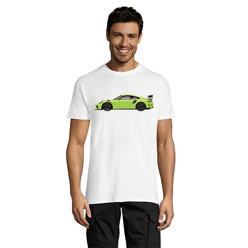 Green Porsche men's t-shirt white 2XS