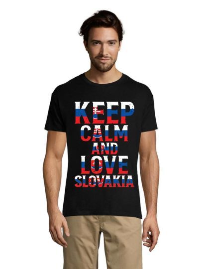 Keep calm and love Slovakia men's T-shirt black 2XL