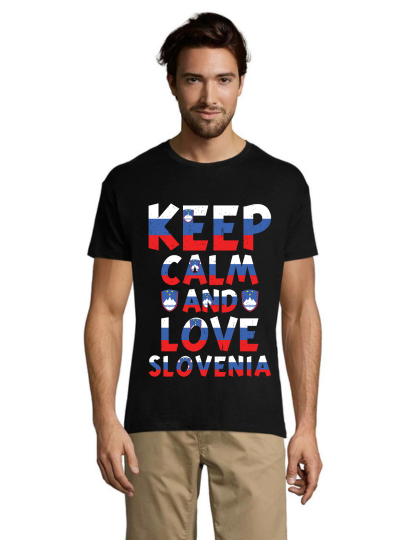 Keep calm and 2XLove Slovenia men's shirt black 2XL