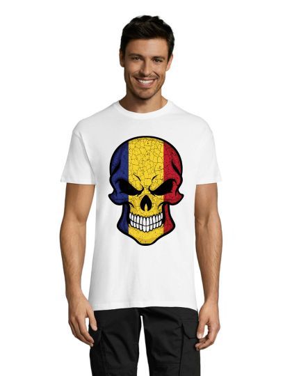 Scull romanian flag men's shirt white 3XS