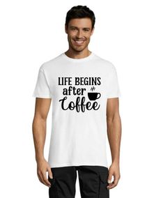Life begins after Coffee men's T-shirt white 2XS