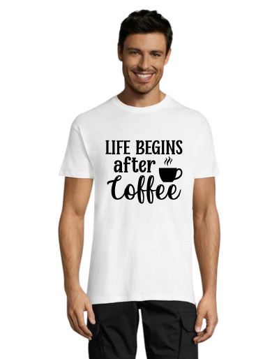 Life begins after Coffee men's T-shirt white M