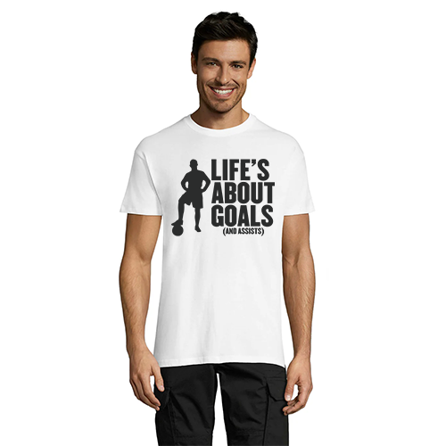 Life's About Goals men's t-shirt white L