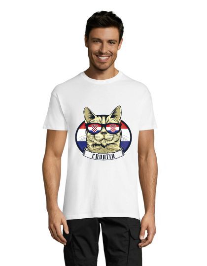 Cat croatian flag men's shirt white M