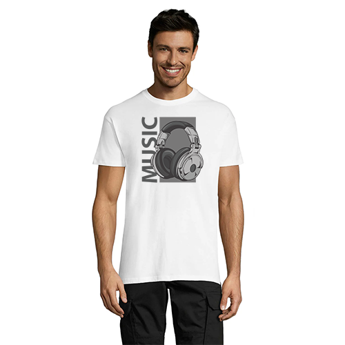 Music Headphones men's t-shirt white 2XL