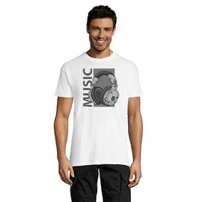 Music Headphones men's t-shirt white 4XL