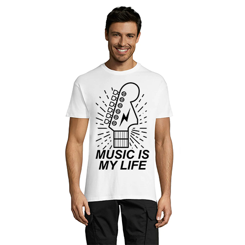 Music is my life men's T-shirt white 2XL