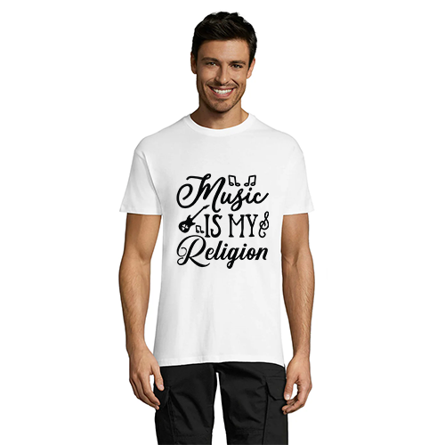 Music is my religion men's T-shirt white 2XS