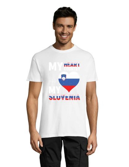 My hearth, my Slovenia men's shirt white 3XS