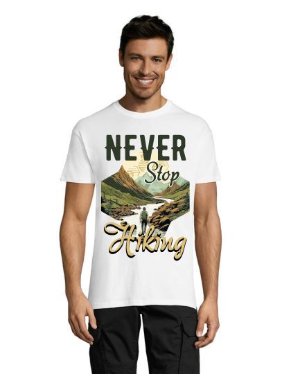Never stop hiking men's t-shirt white 2XL