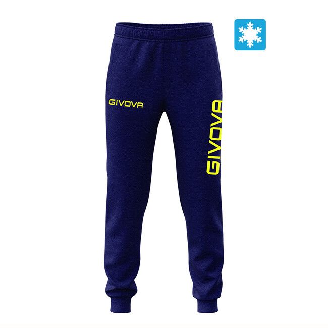 PANTA KING FELPA (MOON) sweatpants blue/fluo yellow S