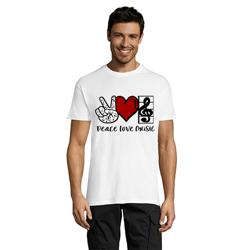 Peace Love Music men's t-shirt white 2XS
