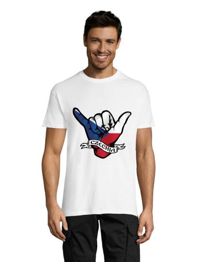 Hand czech flag men's shirt white 2XS