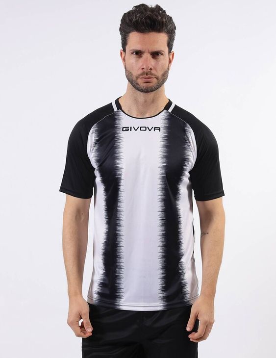 SHIRT STRIPE M/C jersey white-black L