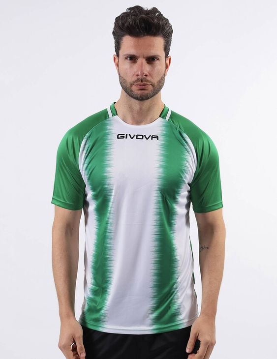 SHIRT STRIPE M/C jersey green-white L