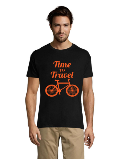 Time to travel with bicycle men's t-shirt black 2XL