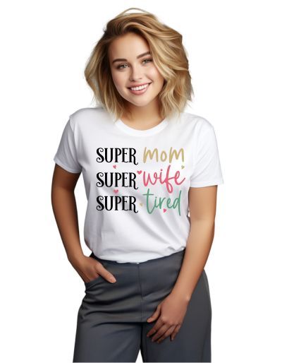 WoSuper mom, super wife, super tired men's t-shirt white 4XL